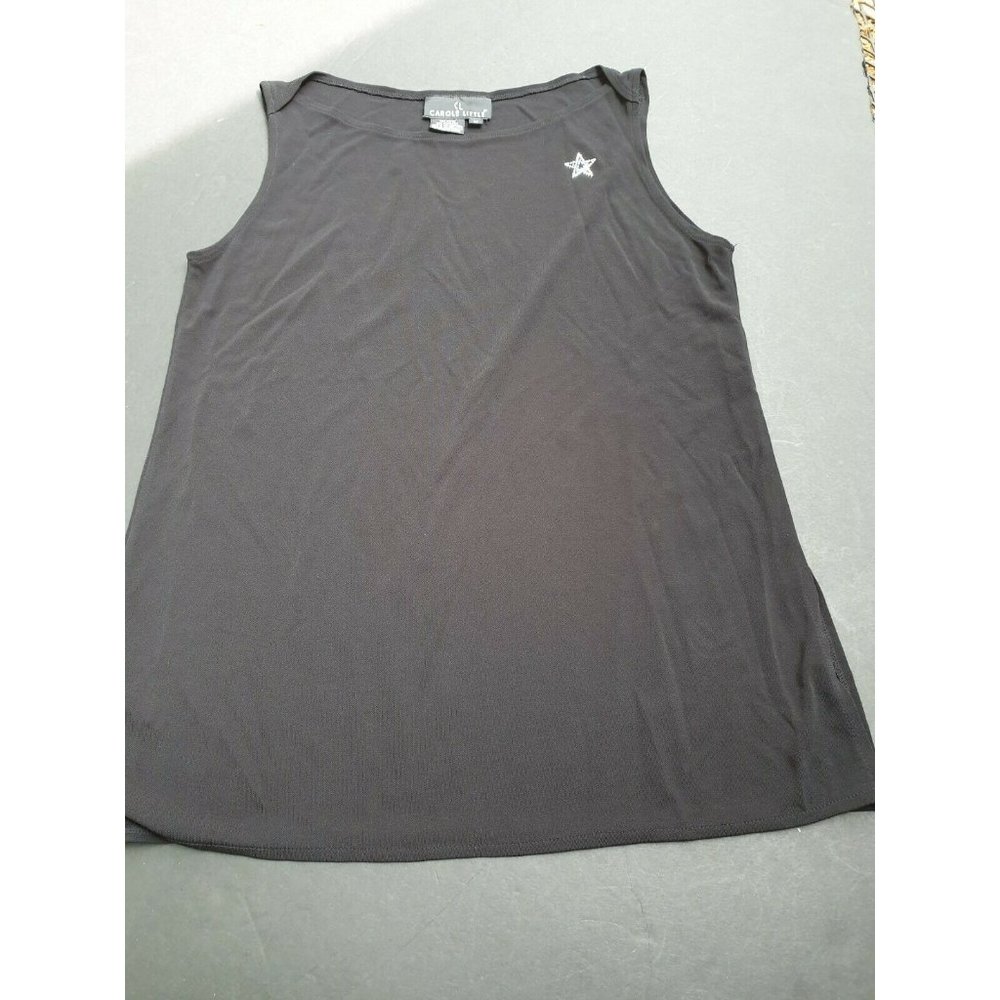 Carole Little Black Star Tank Top Blouse Shirt Size M